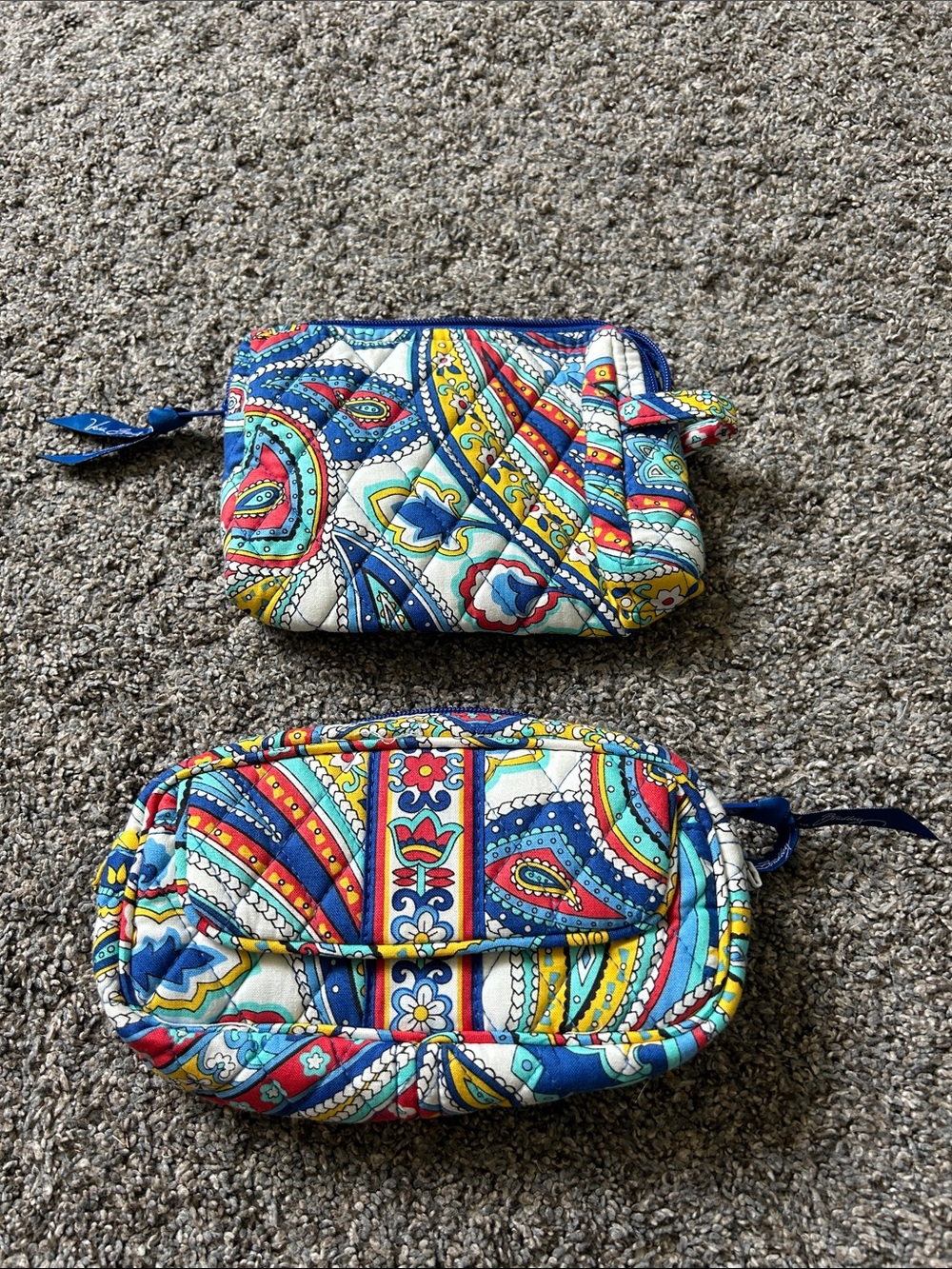 Vera Bradley Quilted Cosmetic Pouches in Blue, Yellow, Red, White